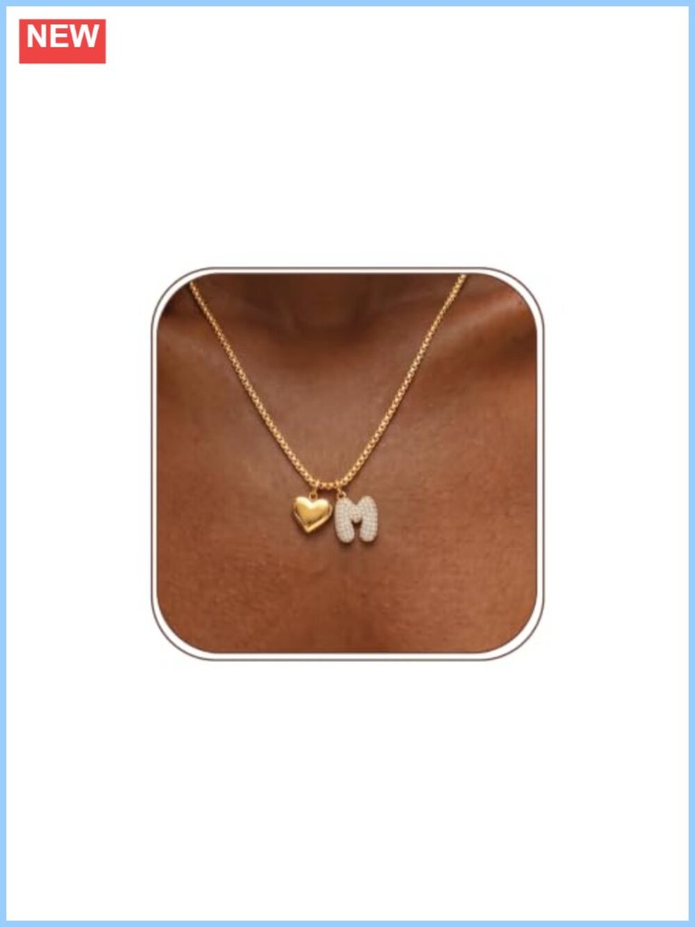 14K Gold Plated Heart Pendant Initial Necklace for Women Jewelry